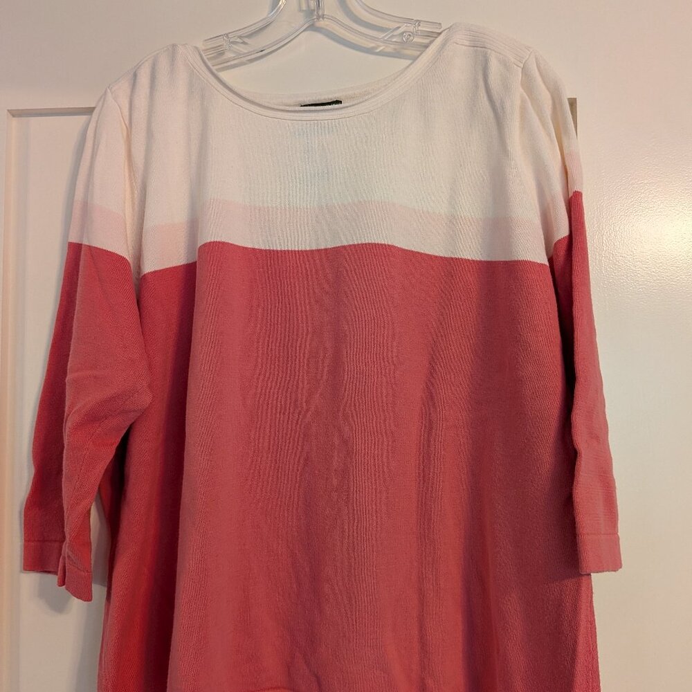 Eddie Bauer Pink and White Colorblock Top